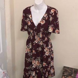 Burgundy Floral Dress